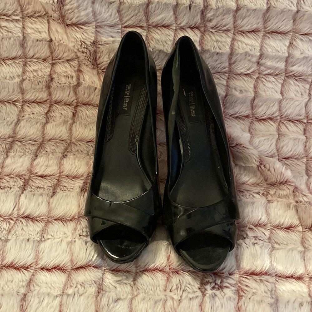 White House Black Market, leather peep-toe pumps, size 9